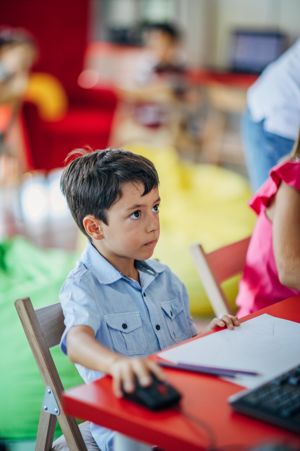 Kids working on computer
